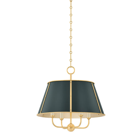 Hudson Valley Cambridge Chandelier in Aged Brass Soft Studio Green Finish Model: MDS120-AGB/SSG