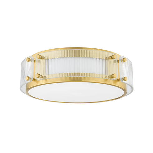 Hudson Valley Clifford 1 LIGHT FLUSH MOUNT in Aged Brass Finish Model: 4714-AGB