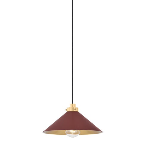 Hudson Valley Clivedon Pendant in Aged Brass Soft Crimson Finish Model: MDS1401-AGB/CRN