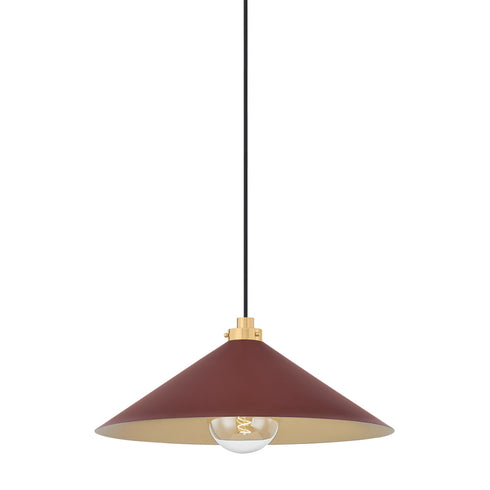 Hudson Valley Clivedon Pendant in Aged Brass Soft Crimson Finish Model: MDS1402-AGB/CRN