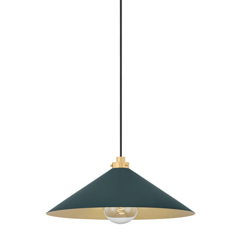 Hudson Valley Clivedon Pendant in Aged Brass Soft Studio Green Finish Model: MDS1402-AGB/SSG