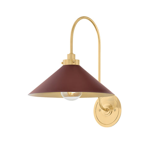 Hudson Valley Clivedon Wall Sconce in Aged Brass Soft Crimson Finish Model: MDS1400-AGB/CRN