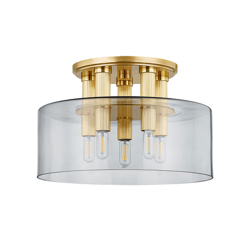 Hudson Valley Crystler Flush Mount in Aged Brass Finish Model: 5135-AGB