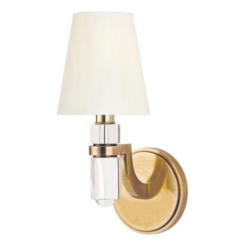 Hudson Valley Dayton 1 LIGHT WALL SCONCE With WHITE SHADE in Aged Brass Finish Model: 981-AGB-WS