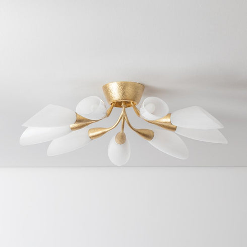 Hudson Valley Enfield Semi Flush in Vintage Gold Leaf Finish Model: 3031-VGL