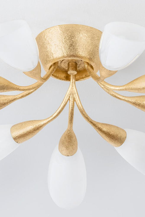 Hudson Valley Enfield Semi Flush in Vintage Gold Leaf Finish Model: 3031-VGL