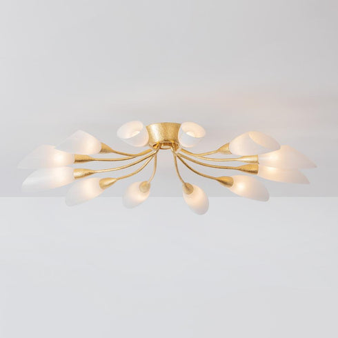 Hudson Valley Enfield Semi Flush in Vintage Gold Leaf Finish Model: 3042-VGL