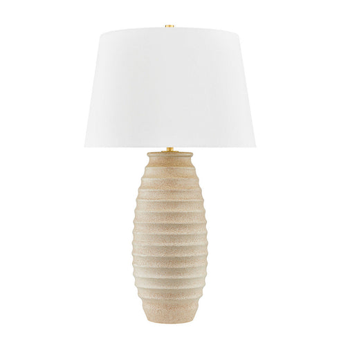Hudson Valley Haddam Table Lamp in Aged Brass/Ceramic Textured Fawn Finish Model: L6532-AGB/C06