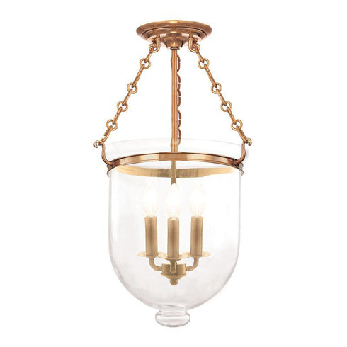 Hudson Valley Hampton 3 LIGHT SEMI FLUSH in Aged Brass Finish Model: 253-AGB-C1