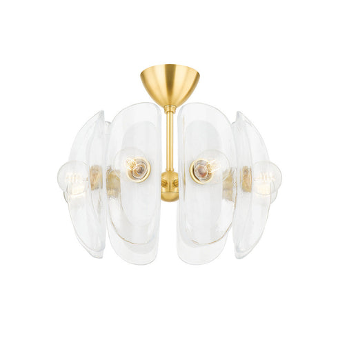 Hudson Valley Hilo 8 LIGHT SEMI FLUSH in Aged Brass Finish Model: 9122-AGB