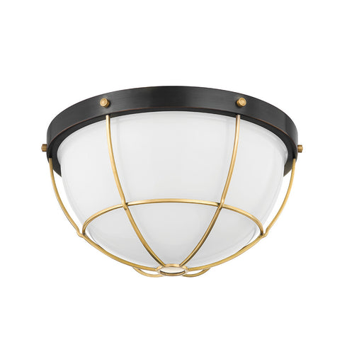 Hudson Valley Holkham 2 LIGHT FLUSH MOUNT in Aged Brass Finish Model: MDS1501-AGB/DB