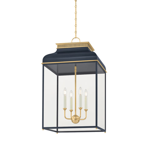 Hudson Valley Houghton Lantern in Aged Brass Distressed Bronze Finish Model: MDS2401-AGB/DBL