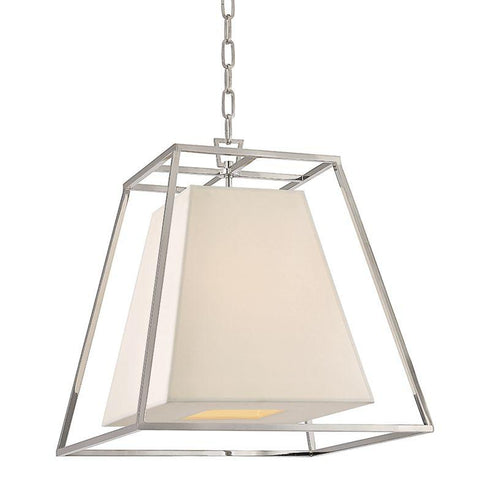 Hudson Valley Kyle 4 LIGHT PENDANT With WHITE SHADE in Aged Brass Finish Model: 6917-AGB-WS