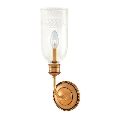 Hudson Valley Lafayette 1 LIGHT WALL SCONCE in Aged Brass Finish Model: 291-AGB
