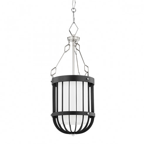 Hudson Valley Landon Pendant in Polished Nicke Black Finish Model: BKO302-PN/BK