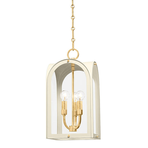 Hudson Valley Lincroft 3 LIGHT LANTERN in Vintage Gold Leaf/Soft Sand Finish Model: 6610-VGL/SSD