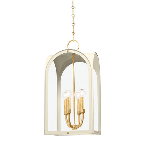 Hudson Valley Lincroft 4 LIGHT LANTERN in Vintage Gold Leaf/Soft Sand Finish Model: 6613-VGL/SSD