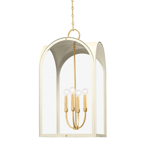 Hudson Valley Lincroft 4 LIGHT LANTERN in Vintage Gold Leaf/Soft Sand Finish Model: 6618-VGL/SSD