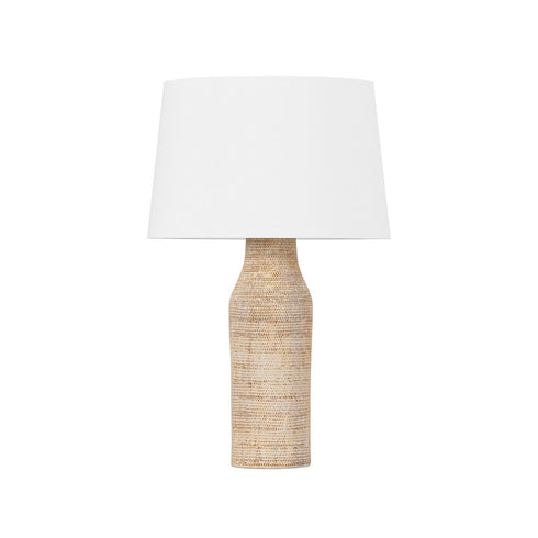 Hudson Valley Medina Table Lamp in Aged Brass/Ceramic Basketweave Finish Model: L1529-AGB/CBW