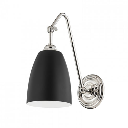 Hudson Valley Millwood Wall Sconce in Polished Nicke Black Finish Model: 3021-PN/BK