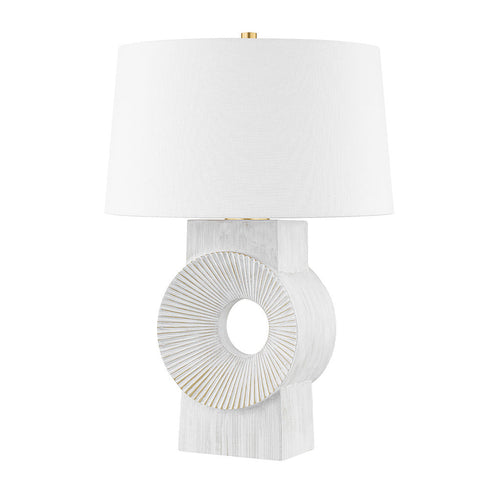 Hudson Valley Milner 1 LIGHT TABLE LAMP in Aged Brass/Whitewash Ceramic Finish Model: L1927-AGB/CWW