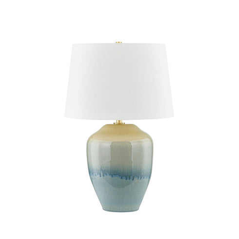 Hudson Valley Montville Table Lamp in Aged Brass/Ceramic Crackle Emerald Tide Finish Model: L6329-AGB/C05
