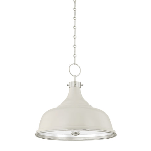 Hudson Valley Painted No. 1 Painted No.1 Pendant in Polished Nickel Off white Finish Model: MDS300-PN/OW