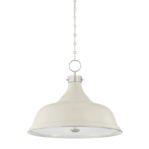 Hudson Valley Painted No. 1 Pendant in Polished Nickel Off white Finish Model: MDS300L-PN/OW
