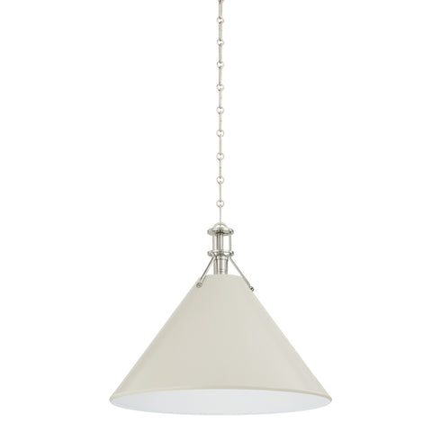 Hudson Valley Painted No. 2 Pendant in Polished Nickel Off white Finish Model: MDS352L-PN/OW