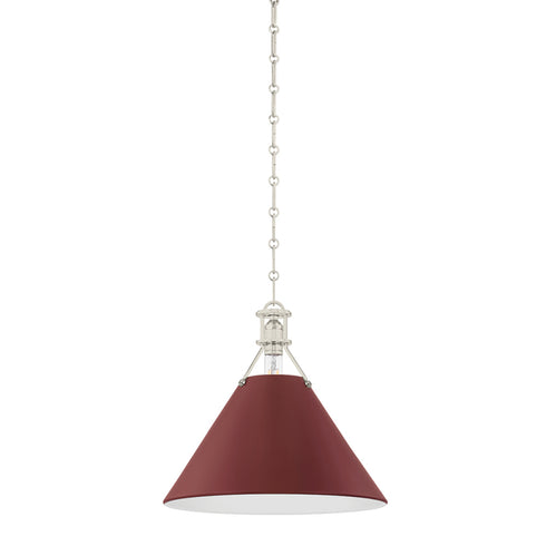 Hudson Valley Painted No. 2 Pendant in Polished Nickel Soft Crimson Finish Model: MDS352-PN/CRN