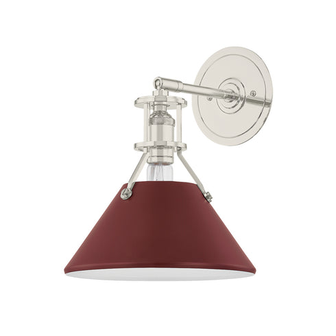 Hudson Valley Painted No. 2 Wall Sconce in Polished Nickel Soft Crimson Finish Model: MDS350-PN/CRN