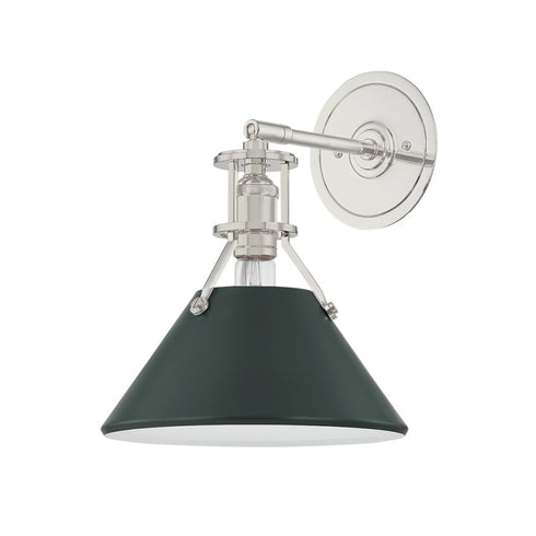 Hudson Valley Painted No. 2 Wall Sconce in Polished Nickel Soft Studio Green Finish Model: MDS350-PN/SSG