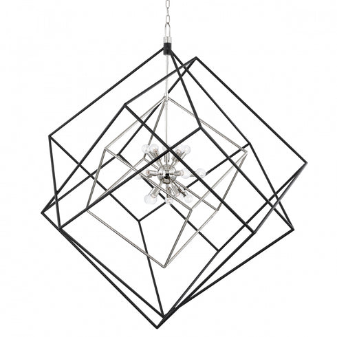 Hudson Valley Roundout 15 LIGHT CHANDELIER in Polished Nicke Black Finish Model: 1255-PN/BK