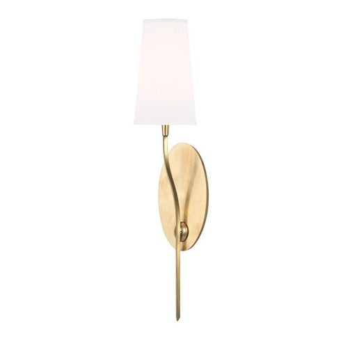 Hudson Valley Rutland 1 LIGHT WALL SCONCE With WHITE SHADE in Aged Brass Finish Model: 3711-AGB-WS