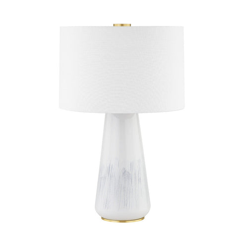 Hudson Valley Saugerties 1 LIGHT TABLE LAMP in Aged Brass/Gloss White Ash Ceramic Finish Model: L1958-AGB/CWA