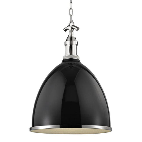 Hudson Valley Viceroy 1 LIGHT LARGE PENDANT in Blac Polished Nickel Finish Model: 7718-BPN
