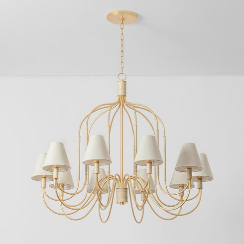 Hudson Valley Warrensburg Chandelier in Vintage Gold Leaf Finish Model: 5744-VGL