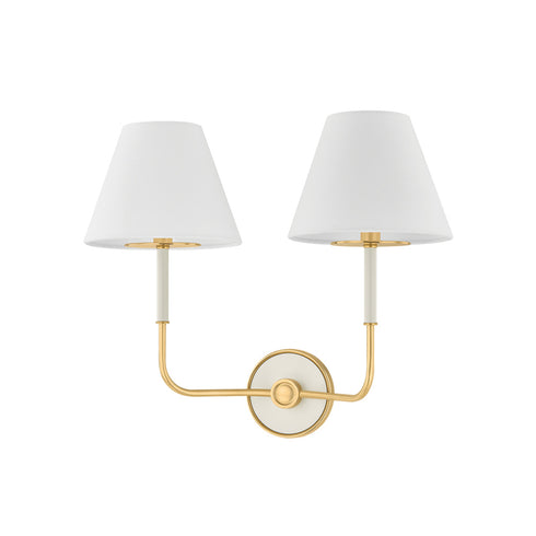 Hudson Valley Wedgewood Wall Sconce in Aged Brass Off White Finish Model: MDS2201-AGB/OW