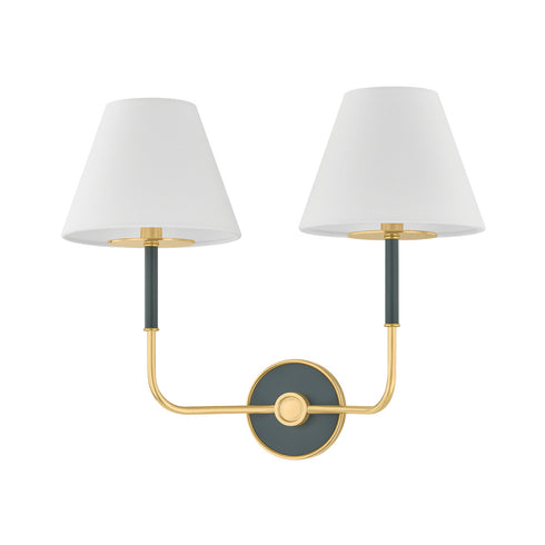 Hudson Valley Wedgewood Wall Sconce in Aged Brass Soft Studio Green Finish Model: MDS2201-AGB/SSG