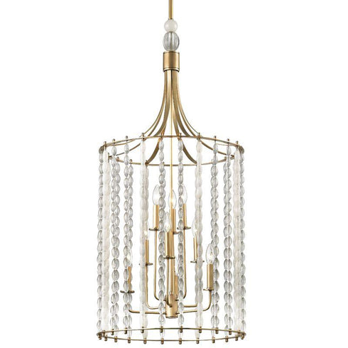 Hudson Valley Whitestone 9 LIGHT PENDANT in Aged Brass Finish Model: 9322-AGB