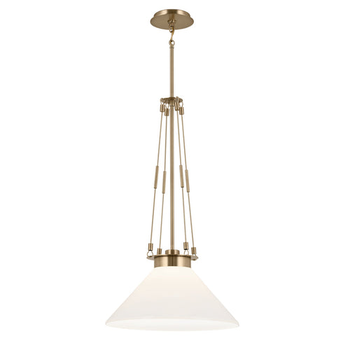 Kichler Albers 18.25 Inch 1 Light Pendant With Opal Model: 52581BK