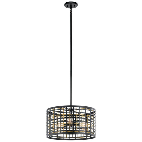 Kichler Aldergate 3 Light Pendant Semi Flush Model: 44075BK