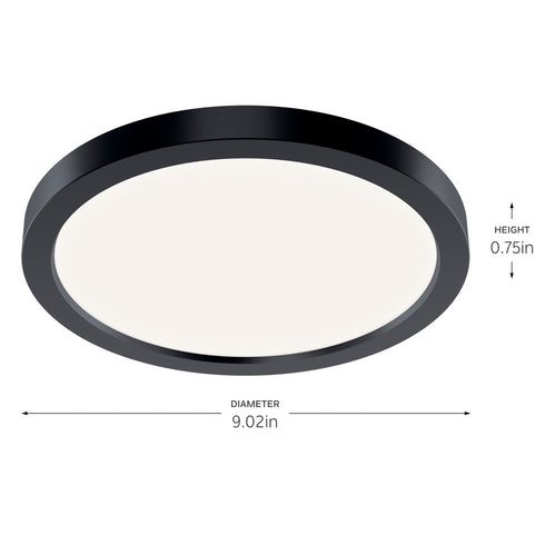 Kichler Ara 9 in. Flush Mount 3000KBK in Black Finish Model: 53009BK30