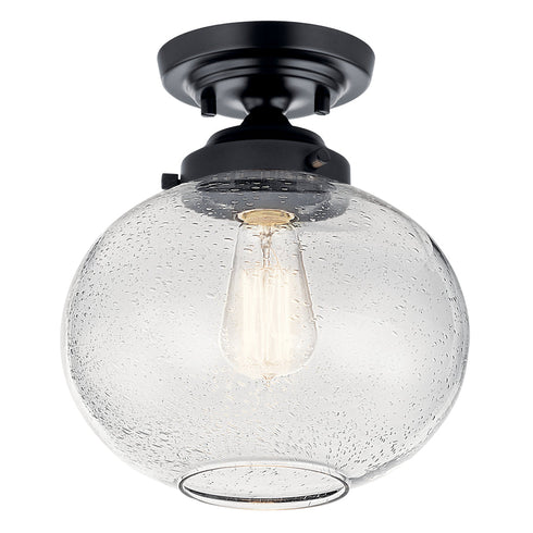 Kichler Avery 11 Inch 1 Light Semi Flush With Clear Model: 42296BK
