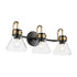 Kichler Farum 26 Inch 3 Light Vanity Light with Clear Glass in Black Model: 55155BKCLR