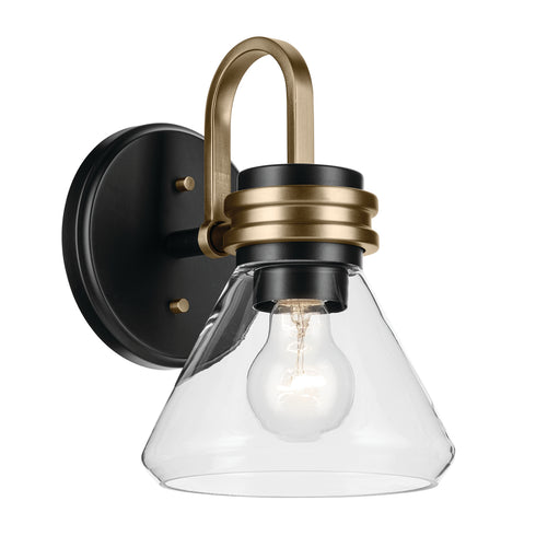 Kichler Farum 9.5 Inch 1 Light Wall Sconce with Clear Glass in Black Model: 55153BKCLR