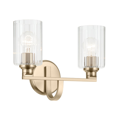 Kichler Gioe 14.25 Inch 2 Light Vanity Light with Opal Glass in Black Model: 55225BK