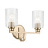 Kichler Gioe 14.25 Inch 2 Light Vanity Light with Opal Glass in Black Model: 55225BK
