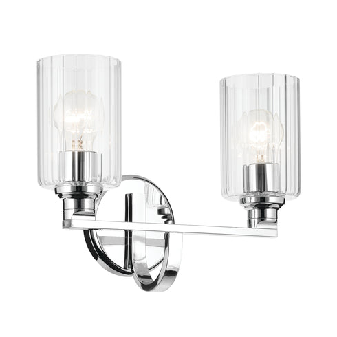 Kichler Gioe 14.25 Inch 2 Light Vanity Light with Opal Glass in Black Model: 55225BK