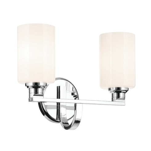 Kichler Gioe 14.25 Inch 2 Light Vanity Light with Opal Glass in Black Model: 55225BK